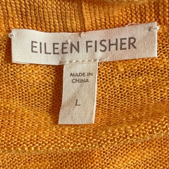 Eileen Fisher Linen Blend Cardigan Sweater Womens Large Open Short Sleeve Orange - Picture 3 of 7